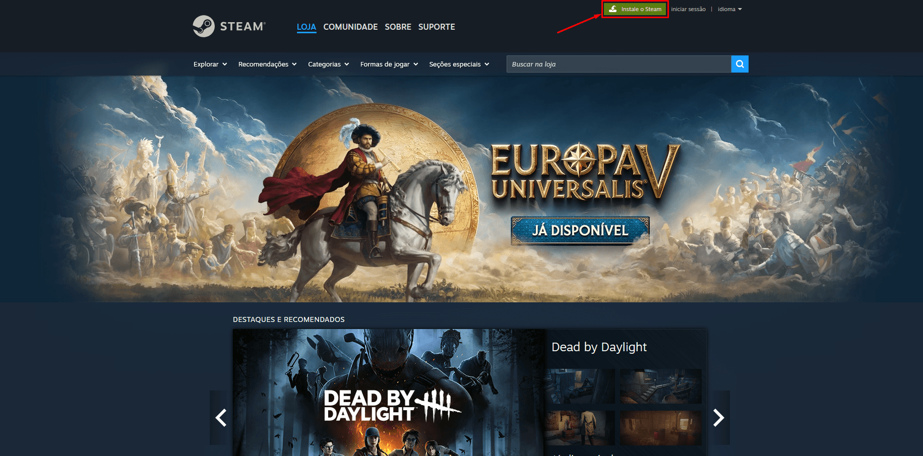 Aplicativo da Steam pronto para login