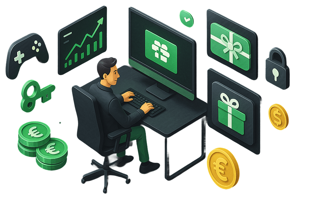 Illustration representing online digital key sales